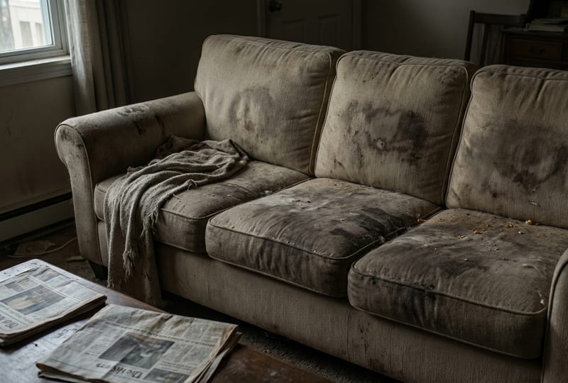 Estofado sujo antes da higienização em Petrópolis